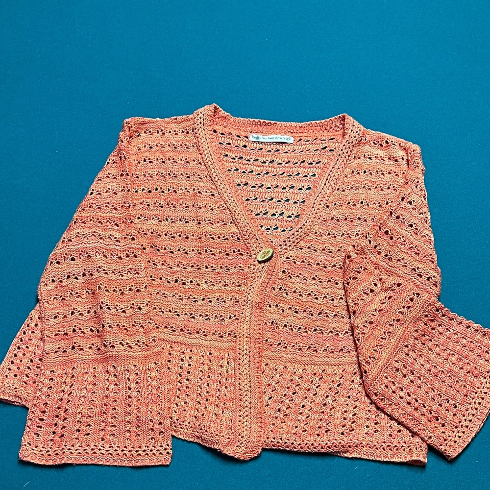 Elegant Coral Knit Cardigan